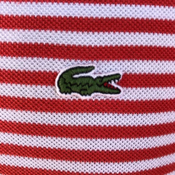 LACOSTE Men’s Coral & White Micro-Stripe Cotton Pique Knit Shirt - Size EU6/US L - Picture 12 of 12